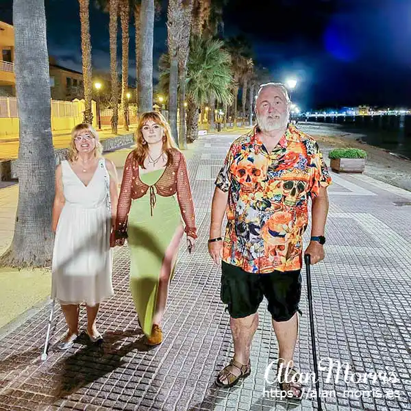 Karen, Holly and Alan on the promenade in Los Alcazares.