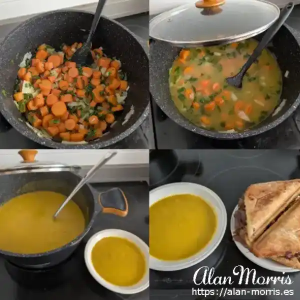 Carrot soup and lamb chapati.