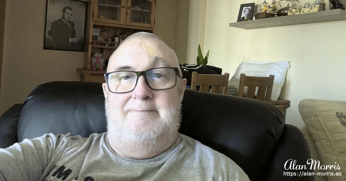 Alan Morris in his apartment in Los Alcazares.