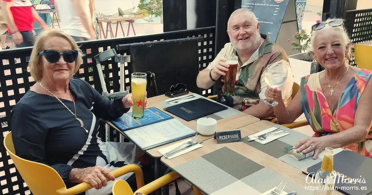 Lottie Boden, Alan Morris and Alison Bennett at Olive restaurant in Los Alcazares.