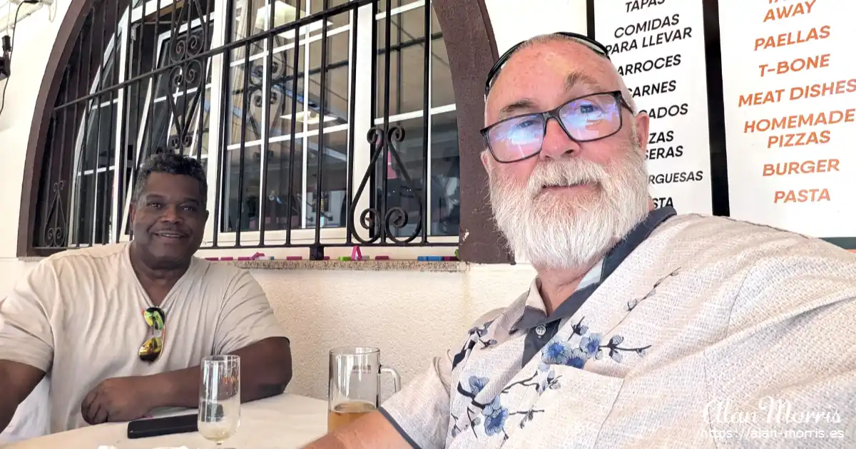 Lawrence and Alan sat at Los Celtas in Mil Palmeras.