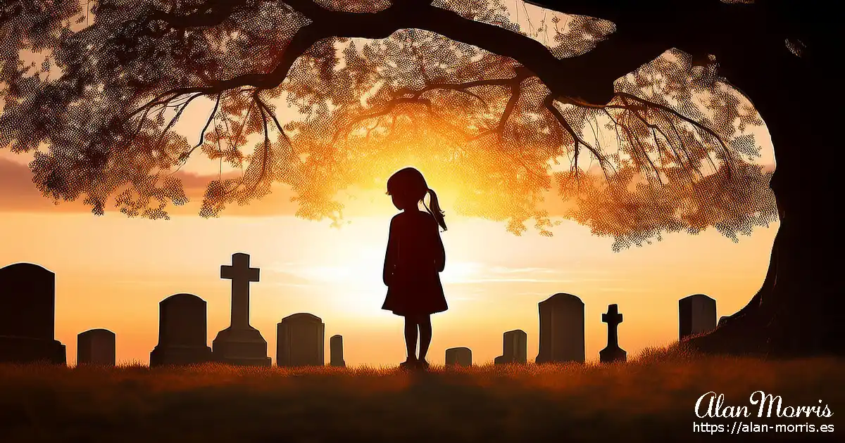 Girl standing under an oak tree in a cemetery.