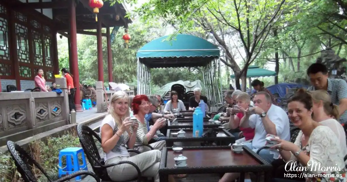 Tea drinking at a park in Chengdu.