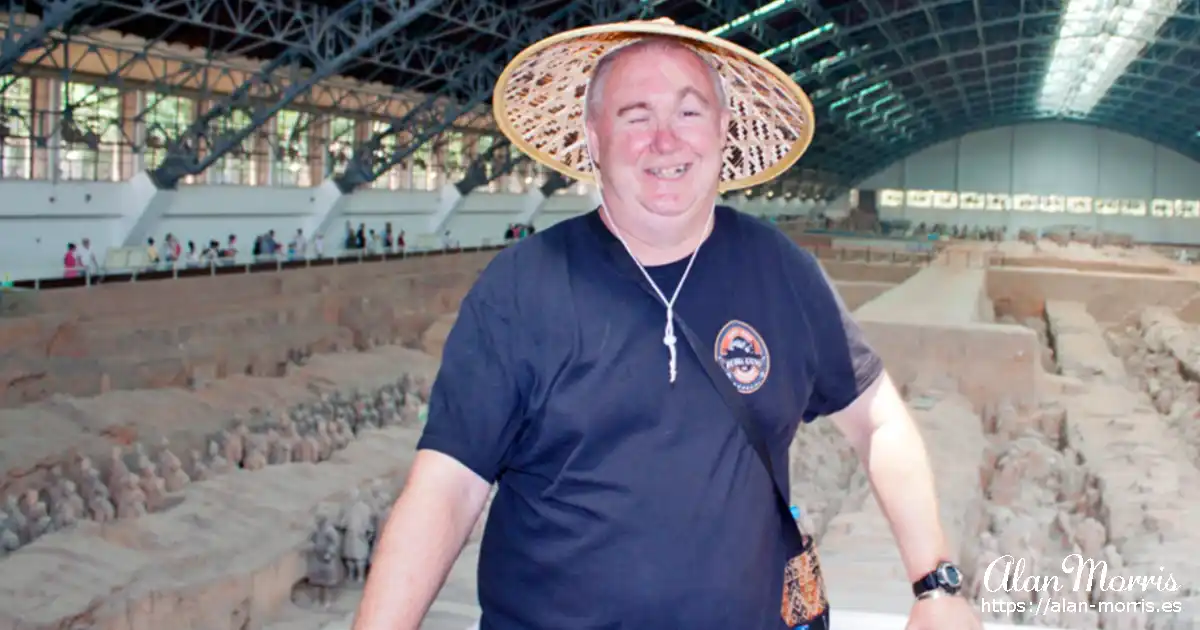 Alan Morris at the Terracotta Army exhibit.