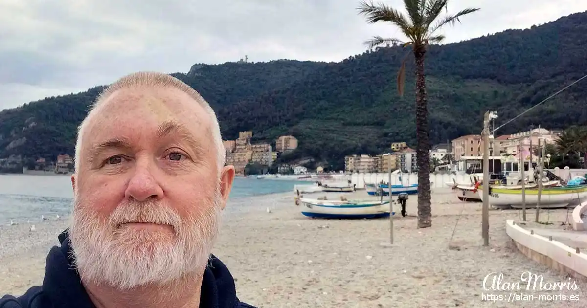 Alan Morris at the beach at Noli, Liguria, Italy.