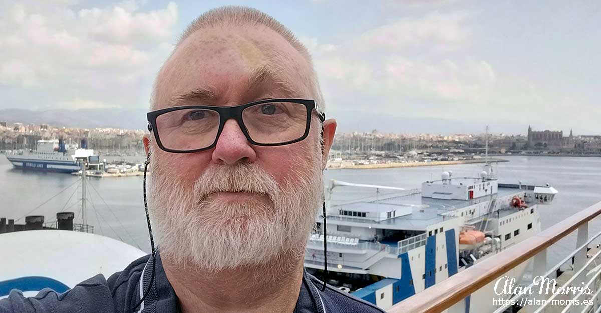 Alan Morris on the Costa Diadema cruise ship at Palma de Mallorca..