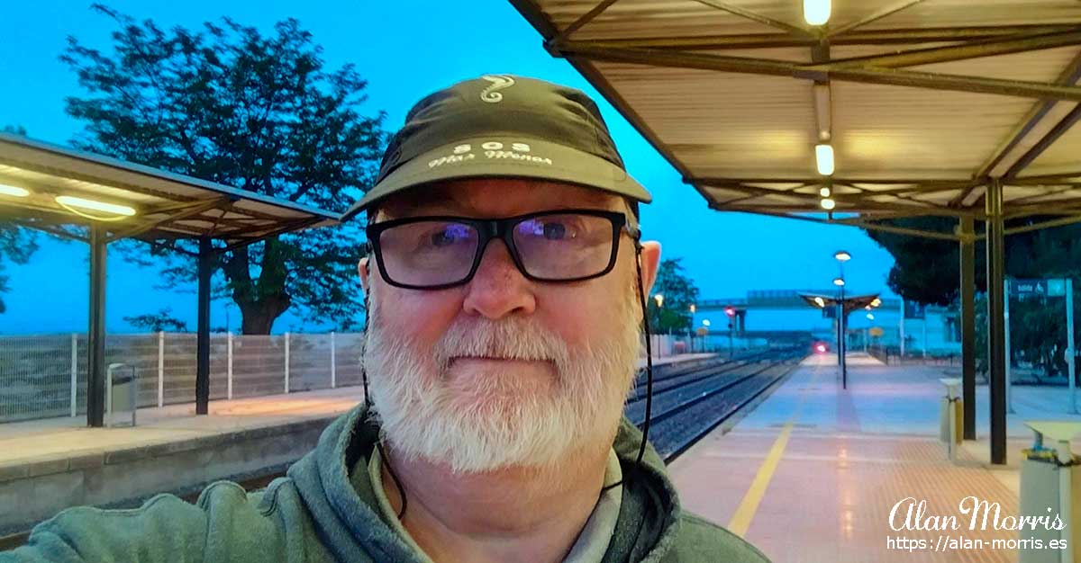 Alan Morris at Belsicas train station on the way to Valencia.