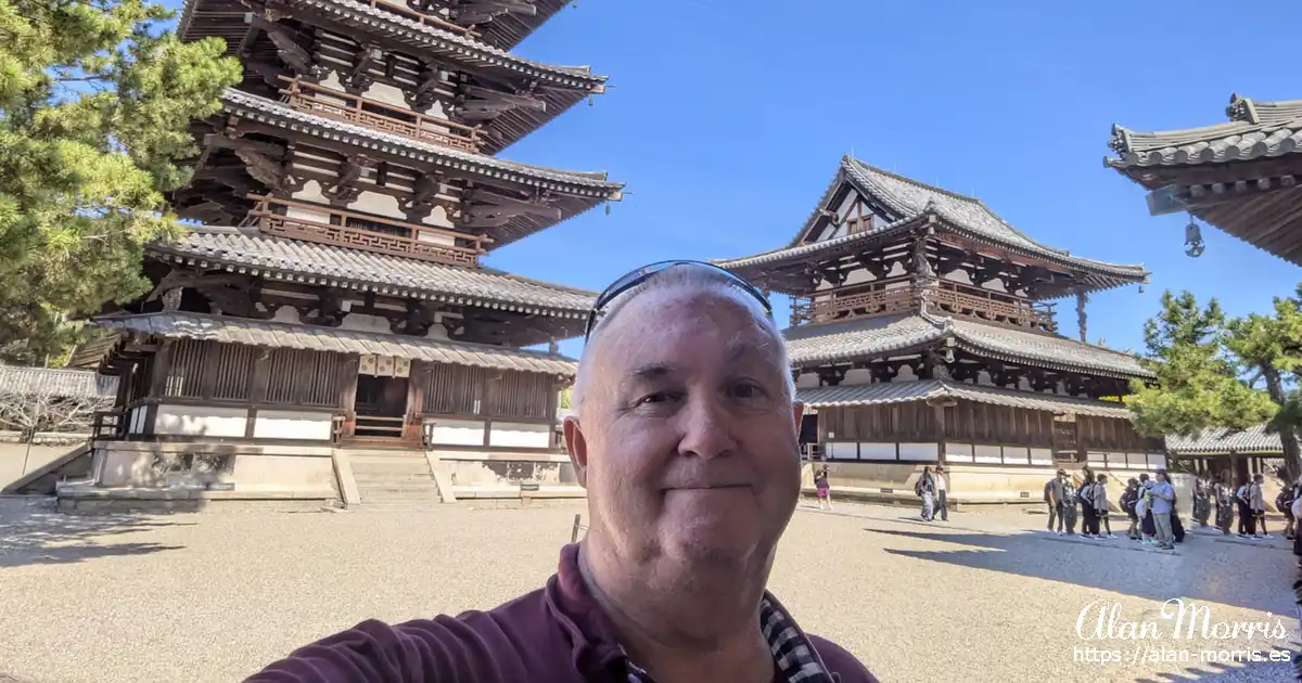 Alan Morris outside the Hōryū-ji Temple in Nora, Japan.