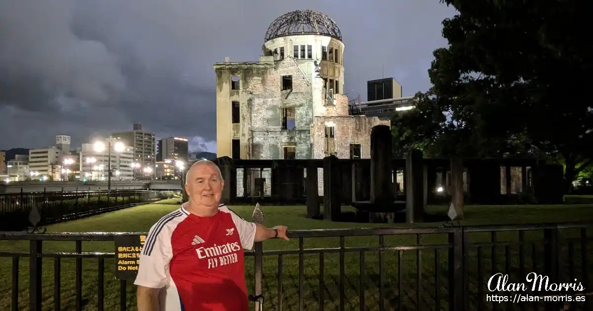 Alan Morris in Hiroshima, infront of the Atomic bomb dome.