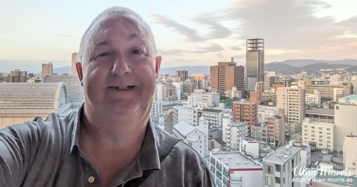 Alan Morris in his hotel room in Hiroshima.