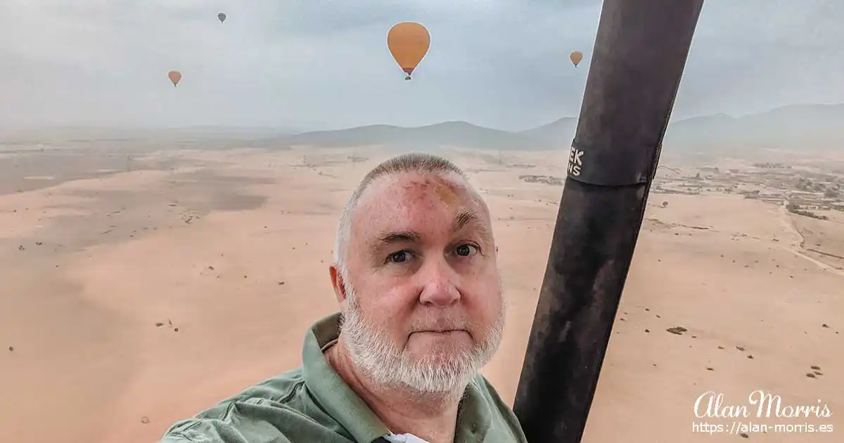 Alan Morris in a hot air balloon.