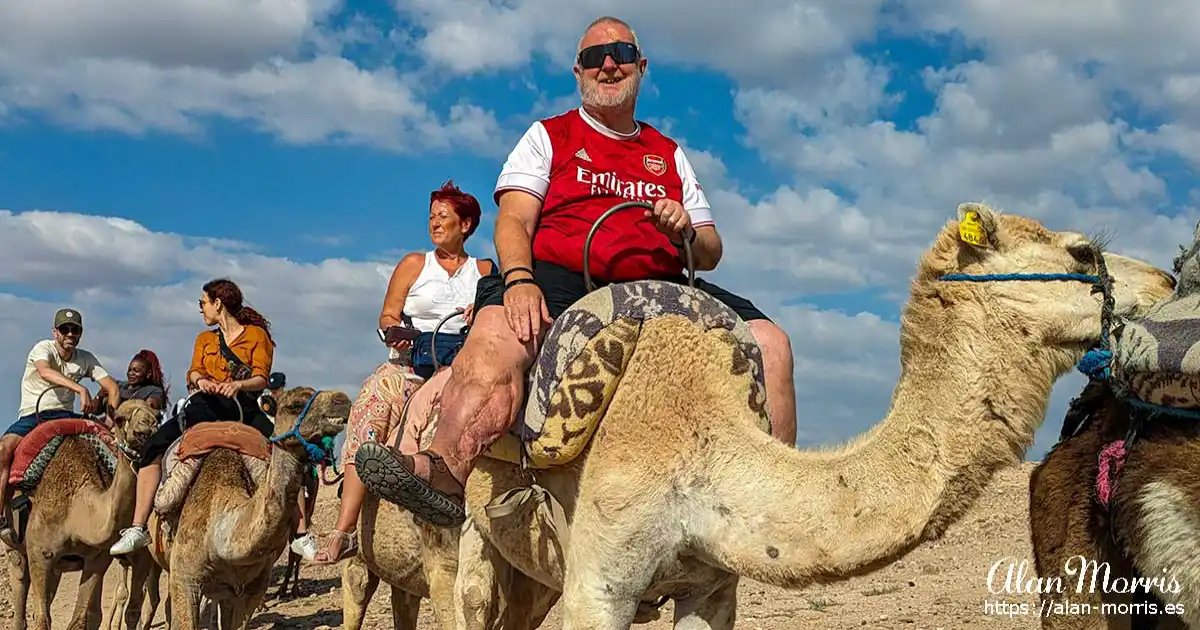 Camel ride in the desert at Taguennza, Marrakech-Safi, Morocco.