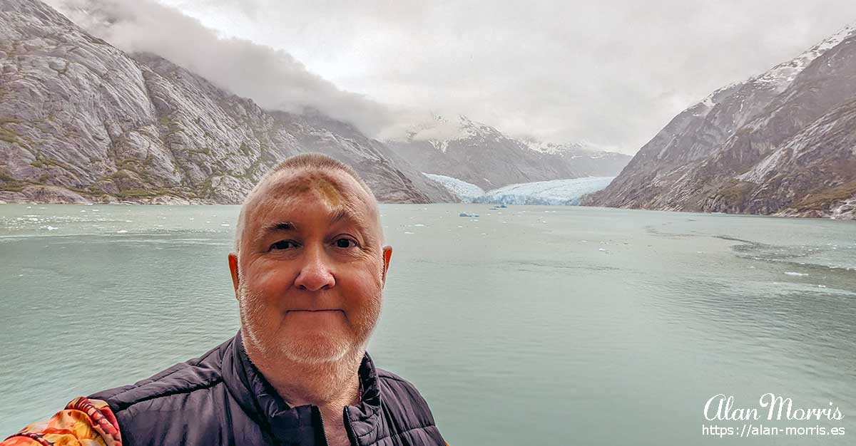 Alan Morris on the NCL Spirit near the Dawes Glacier in Alaska.