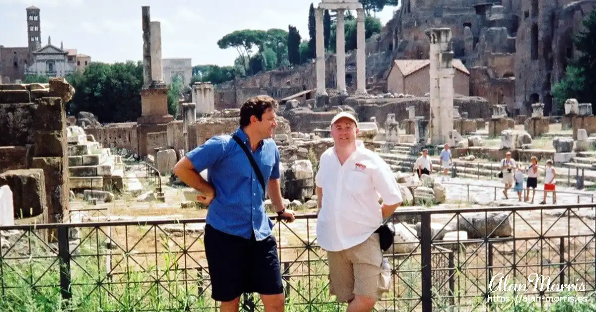 Alan Morris with a tour guide in the Forum.