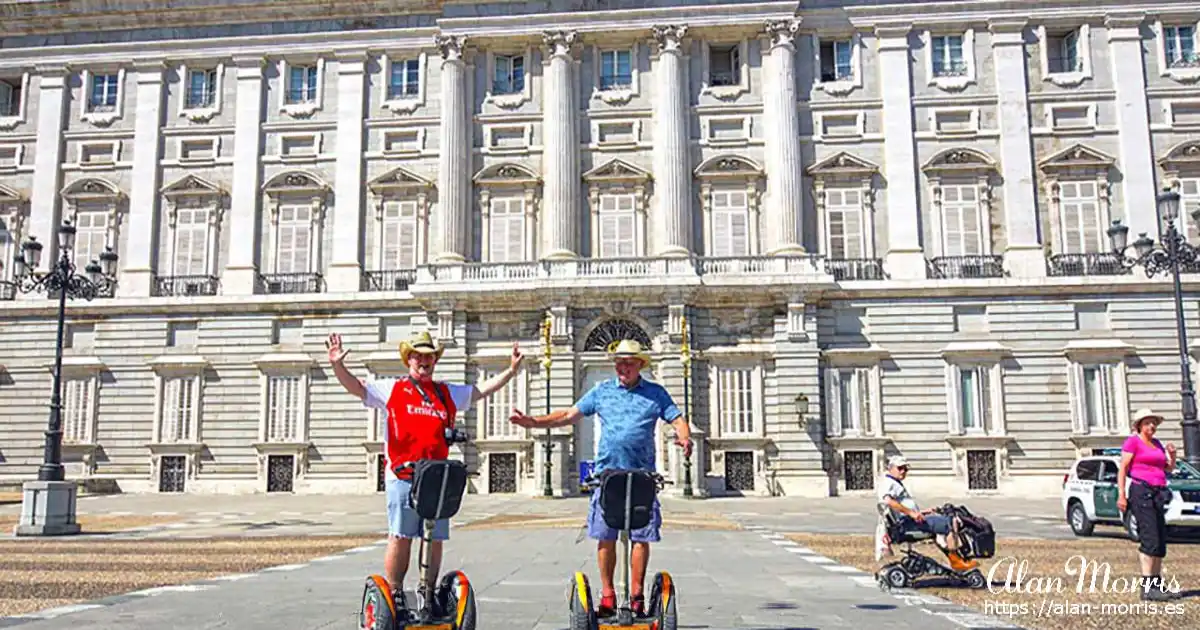 Alan Morris and Paul Dunne on Segways in Madrid.