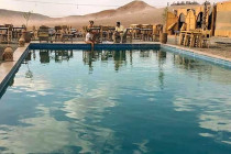 A swimming pool in the Agafay desert.