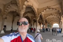 Alan Morris inside the Diwan-i-Aam at Agra Fort.