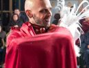 Man dressed as a demon in the Aguilas Carnival.