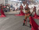 Men dressed in demon costumes in the Aguilas Carnival.