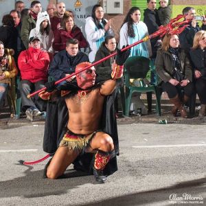 Man dressed as a demon in the Aguilas Carnival.