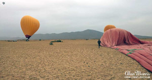 The balloon from the hot air balloon I went up in stretched out on the desert. The balloon from the hot air balloon I went up in stretched out on the desert.