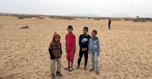 Children who chased the balloon as we came in to land. Children who chased the balloon as we came in to land.