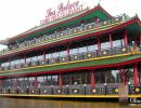 Floating Chinese restaurant in the harbour of Amsterdam.