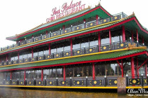 Floating Chinese restaurant in the harbour of Amsterdam.