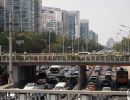 Rush hour traffic in downtown Beijing.