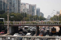 Rush hour traffic in downtown Beijing.