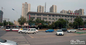 Traffic & buildings in downtown Beijing.