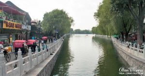 Canal connecting lakes in downtown Beijing.