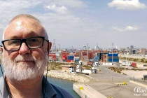 Alan Morris on the deck of the Costa Diadema in port at Valencia.