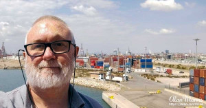 Alan Morris on the deck of the Costa Diadema in port at Valencia.