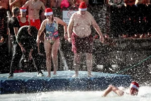 Alan Morris about to jump into the Mar Menor. Alan Morris about to jump into the Mar Menor.