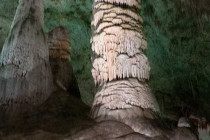 Giant stalagmites growing up towards the ceiling look like prominent phallic symbols.