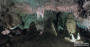 Stalactites and stalagmites in Carlsbad Caverns. Stalactites and stalagmites in Carlsbad Caverns.