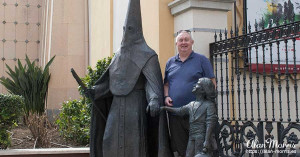 Alan Morris stood by the Monument to Holy Week in Ceuta.