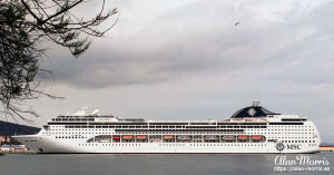 MSC Lirica docked at the port in Ceuta.