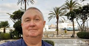 Alan Morris stood near the MSC Lirica at the port in Ceuta.