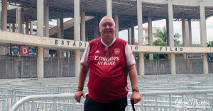 Alan Morris stood in front of the Maracana Stadium in Rio de Janeiro.