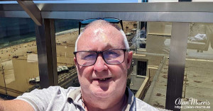 Alan Morris on the rooftop of the Hotel Astoria Palace at Copacabana Beach.