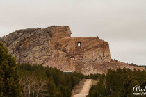 Crazy Horse sculpture in a mountain in South Dakota.