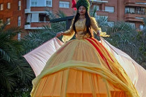 Lady in a giant dress in the Spring Festival in Murcia, 2023.