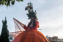 Lady in a giant dress in the Spring Festival in Murcia, 2023.