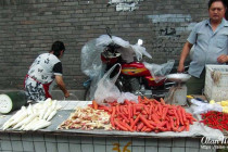 Fresh vegetables for sale in the food market in Beijing.