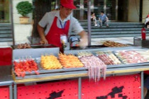Seafood stall selling different sea food in Beijing.