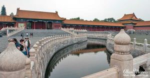 Bridge across the water in front of the Gate of Supreme Harmony.