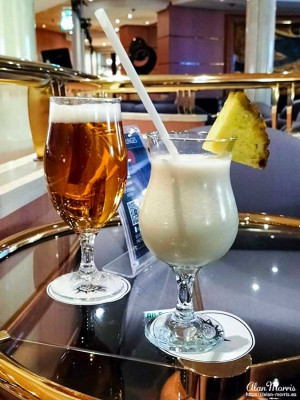 A beer & kiwi cocktail onboard MSC Lirica.