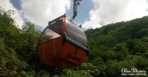 Cable car on its way up to the top of the Great Wall of China. Cable car on its way up to the top of the Great Wall of China.